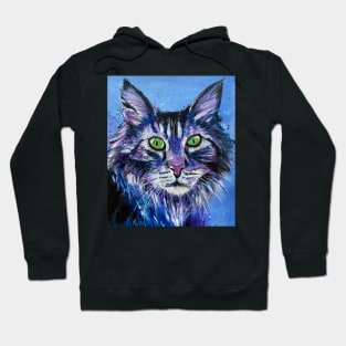 Wild Blue and Purple Cat Hoodie